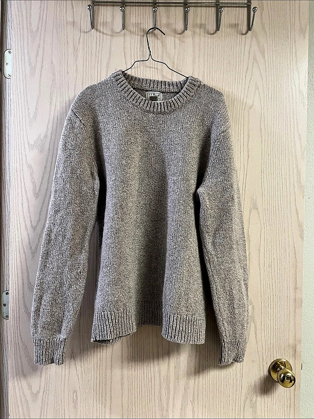Large.Large.Bean Irish Fisherman Sweater Lambswool Crewneck Brown Size Large